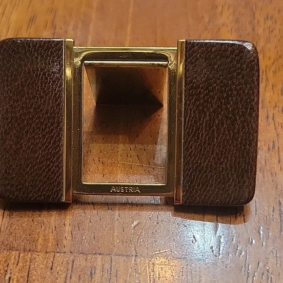Antique Leather & Brass Pocket Photo Frame Austria